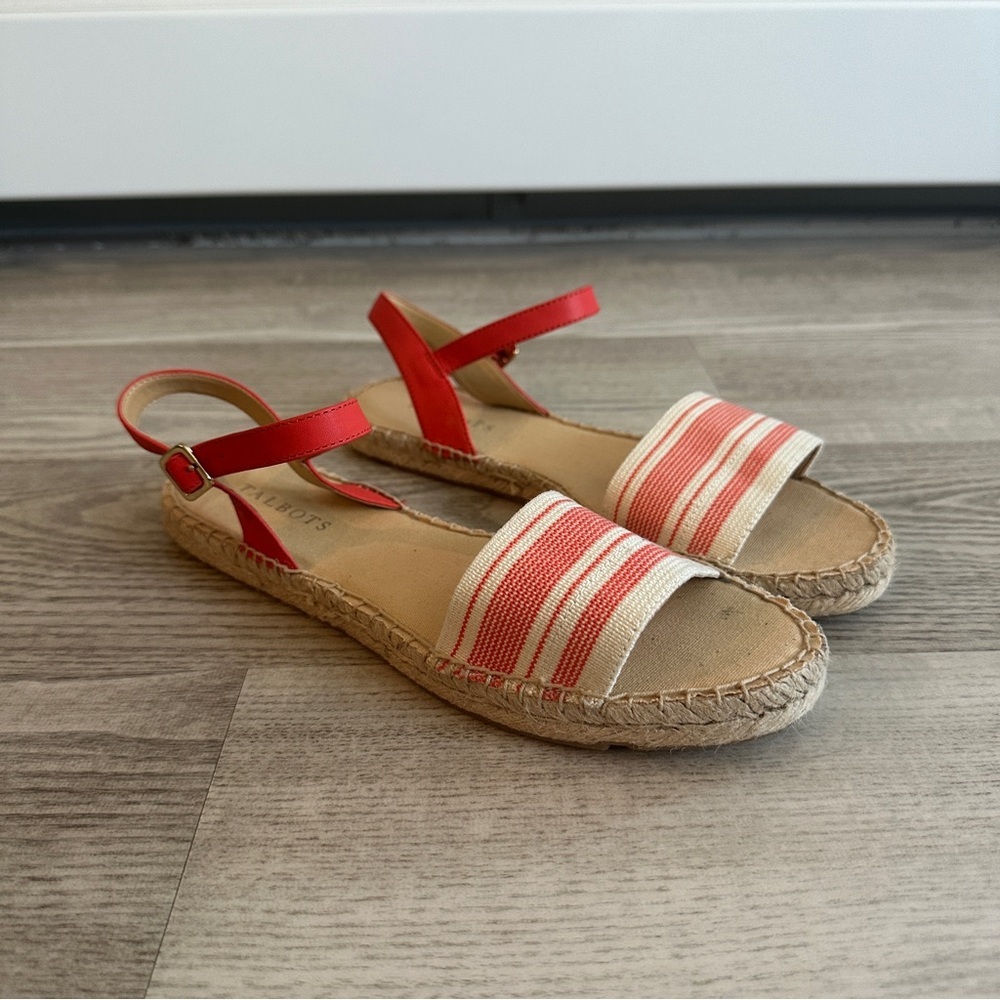 Talbots Red and Cream Espadrille Sandals 7